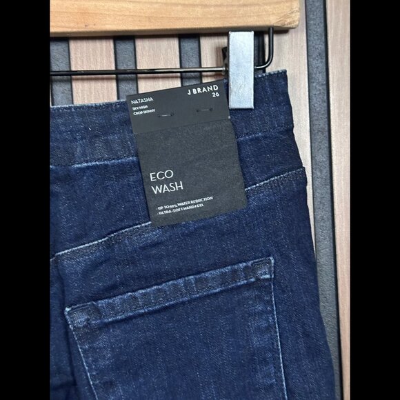 New J Brand Jeans 26 Blue Dark Wash Natasha Sky High Skinny Crop Exposed Button - Picture 7 of 10